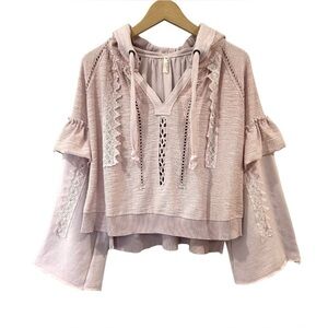 Free People Movement Heartbeat Hoodie S pink oversized Cropped boho bohemian